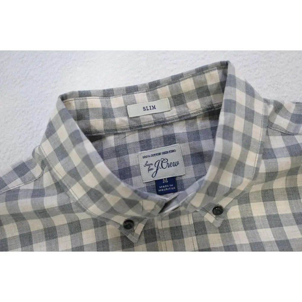 J Crew Slim‎ Fit Dress Shirt Plaid Casual Long Sleeve Button Up Mens Sz Medium